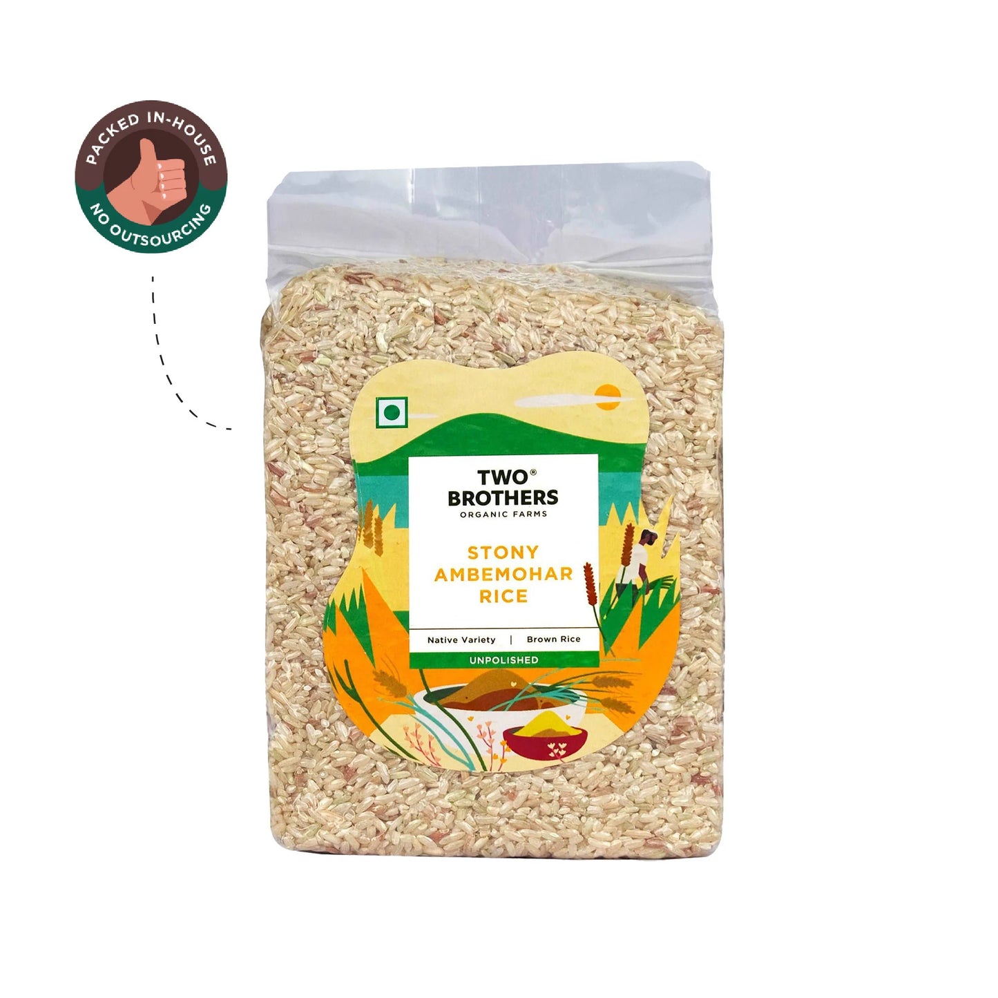 Two Brothers Organic Farms Stony Ambemohar Rice (Unpolished) - 1kg