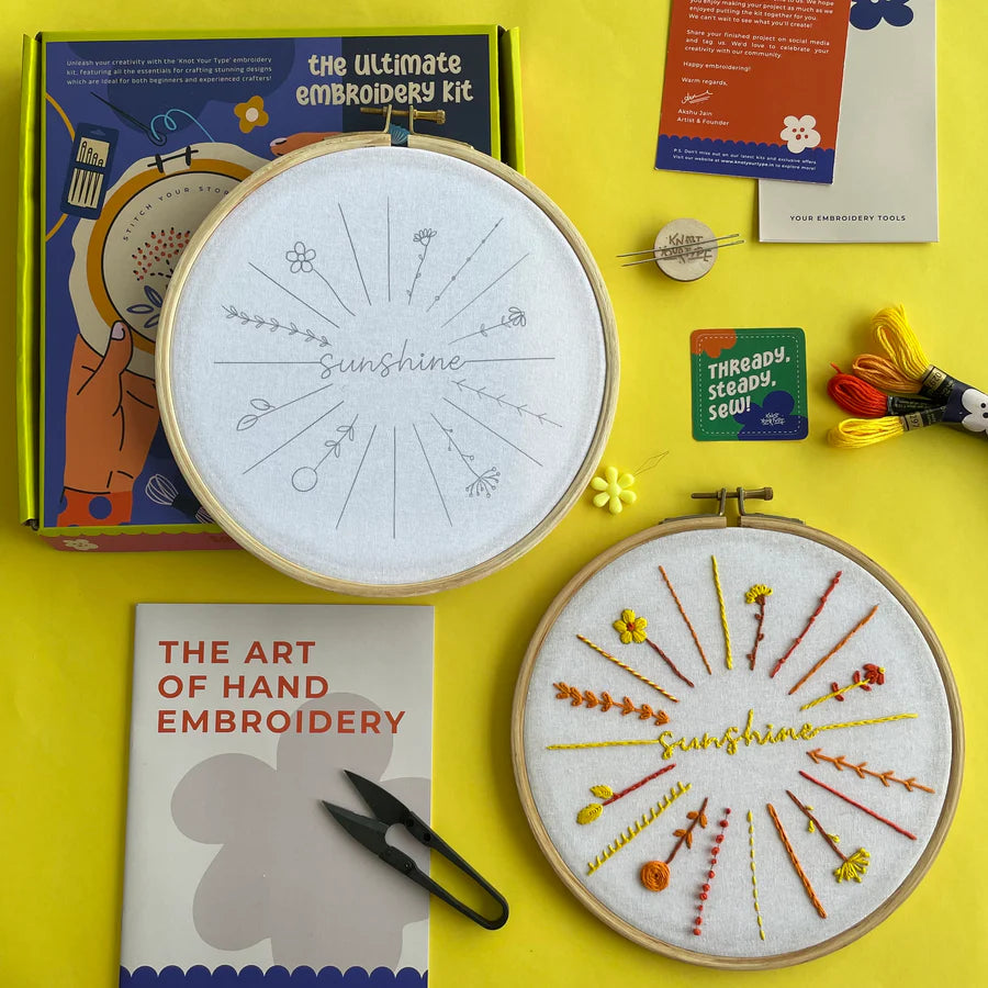 Beginner's Friendly Embroidery Stitches Learning Kit - Sunshine