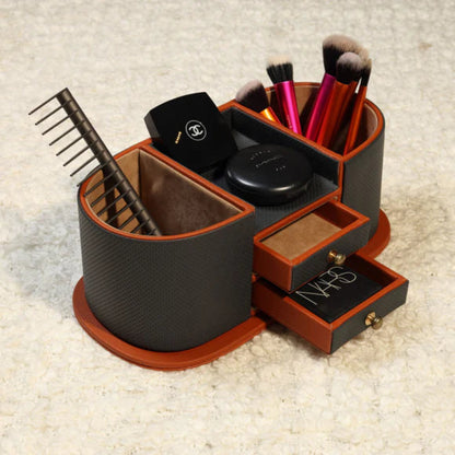 Comfy Homes The Executive Command Center Handcrafted Vegan Leather Desk Oval Caddy