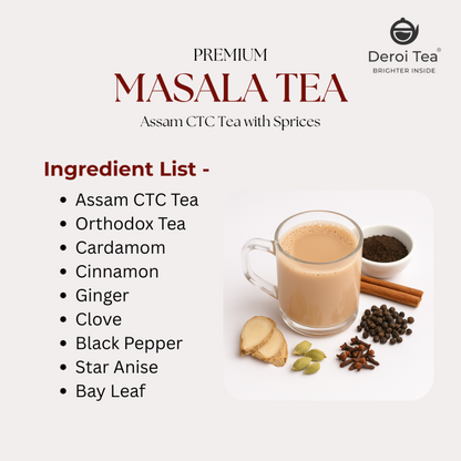Deroi Tea Premium Masala Chai (Assam CTC + Spices)