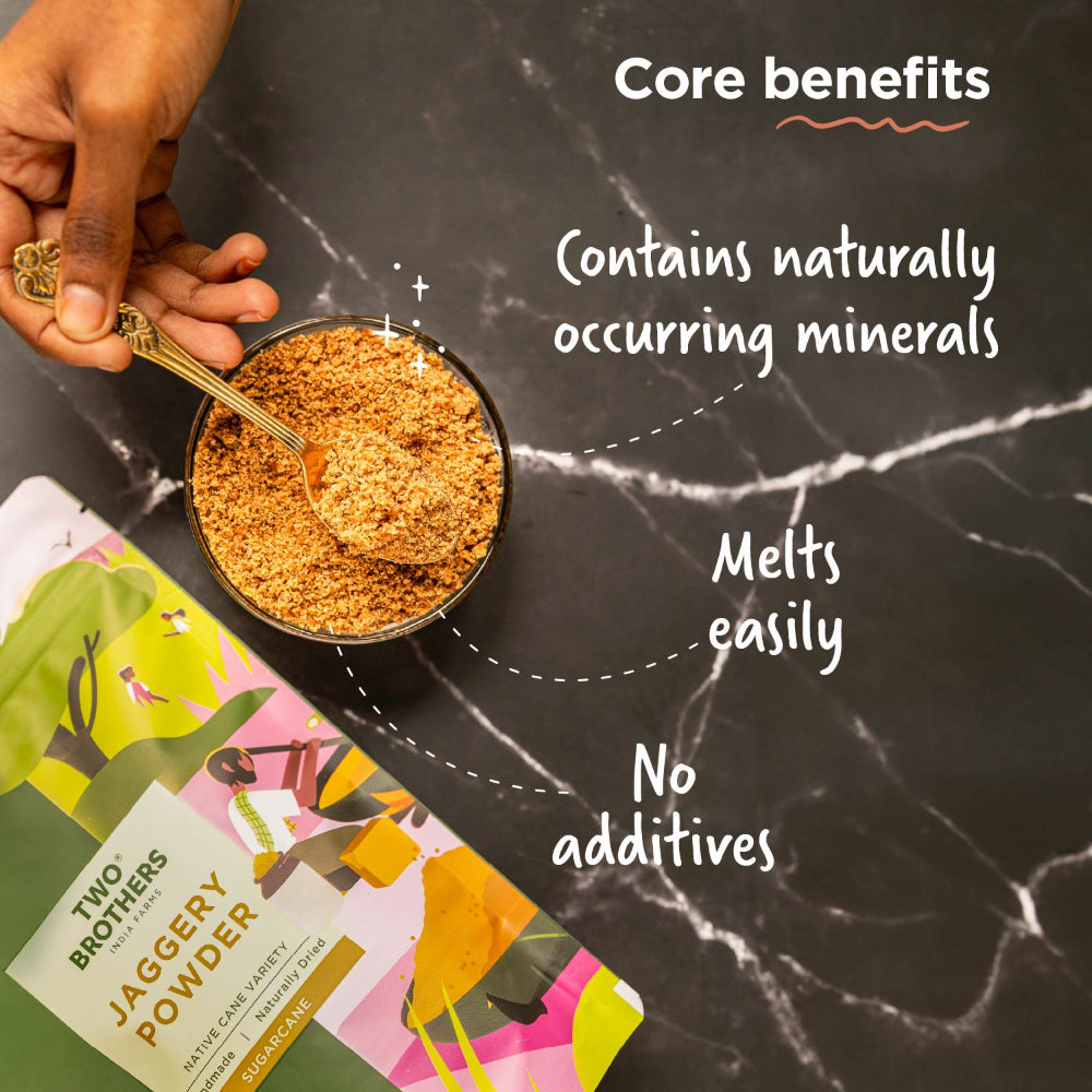 Two Brothers India Farms Sugarcane Jaggery Powder- Natural Sweetener