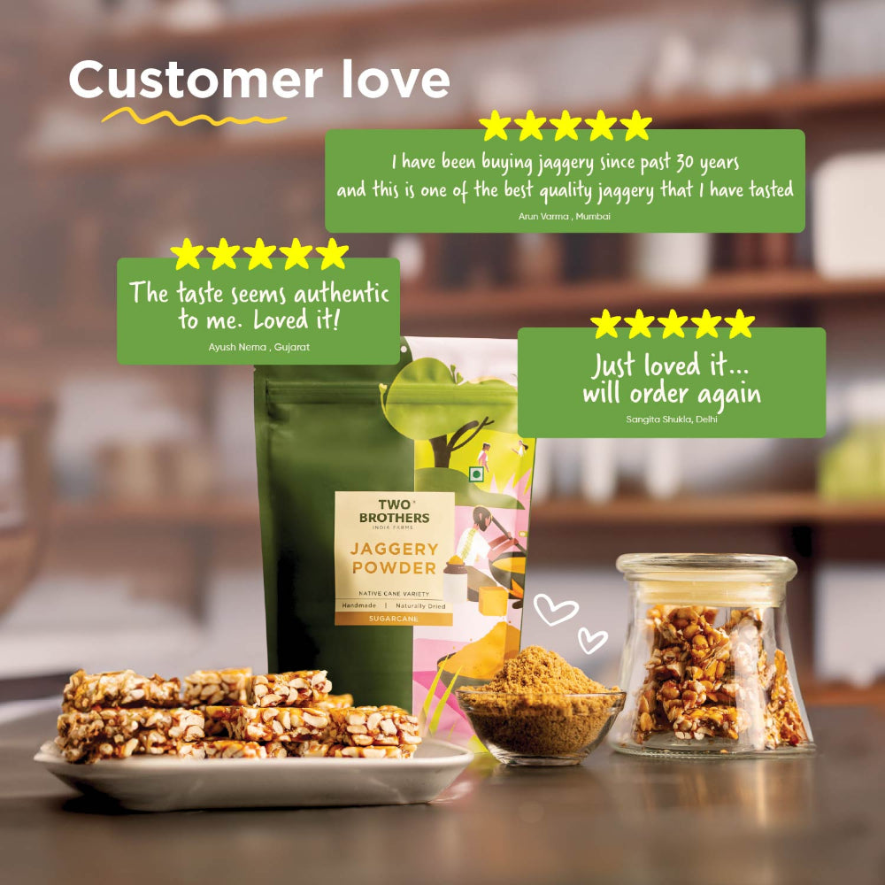 Two Brothers India Farms Sugarcane Jaggery Powder- Natural Sweetener