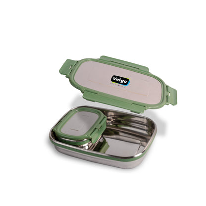 Veigo Jumbo Stainless Steel Lunch Box with Veg Box