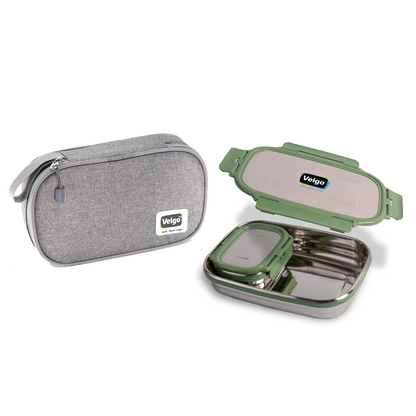 Veigo Jumbo Stainless Steel Lunch Box with Veg Box