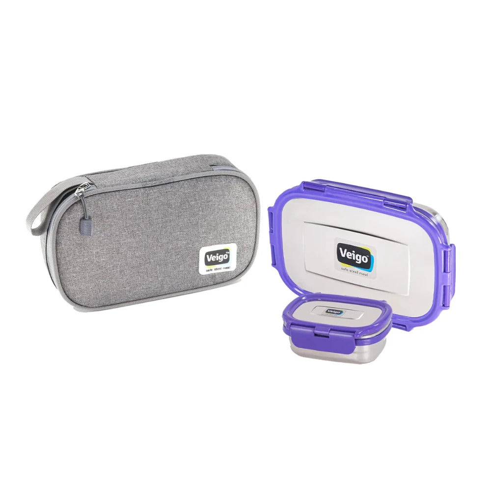 Veigo Jumbo Stainless Steel Lunch Box Set with Insulated Pouch