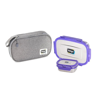 Veigo Jumbo Stainless Steel Lunch Box Set with Insulated Pouch