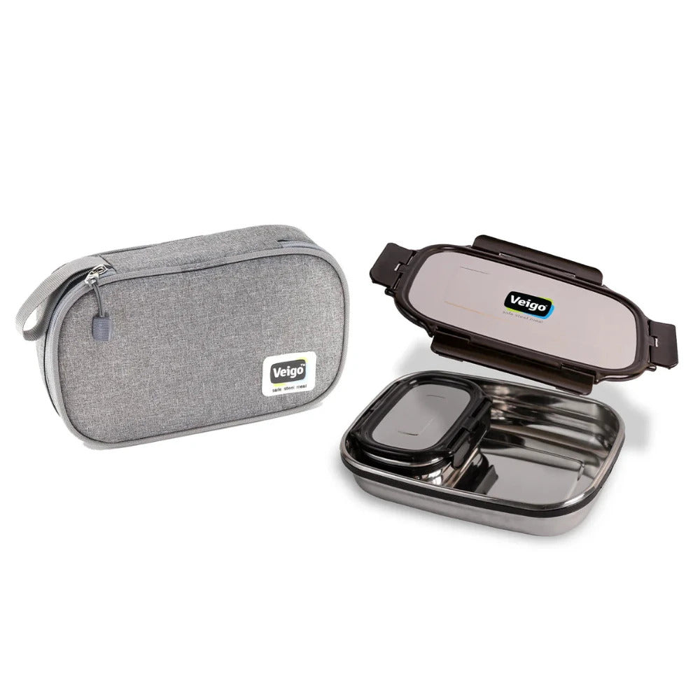Veigo Jumbo Stainless Steel Lunch Box Set with Insulated Pouch