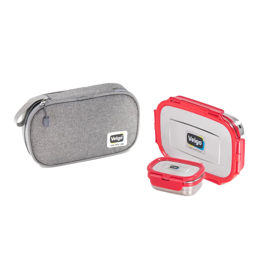 Veigo Jumbo Stainless Steel Lunch Box Set with Insulated Pouch