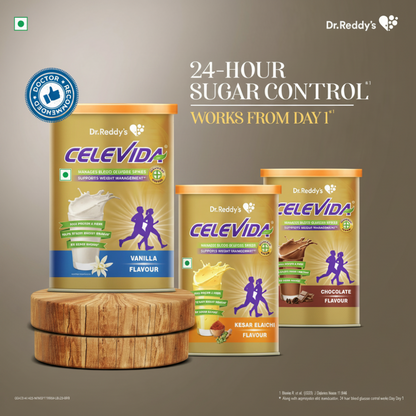 Celevida Protein Powder Drink for Diabetes Management by Dr. Reddy’s | Kesar Elaichi Flavor | No Added Sugar| 400g