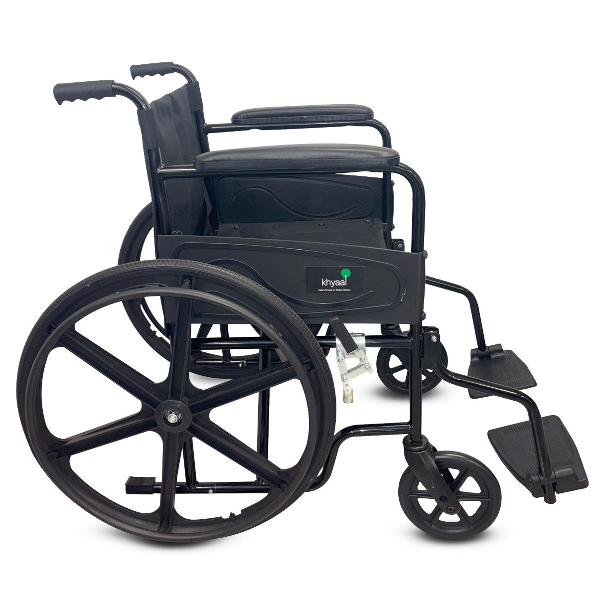 Khyaal Lightweight Foldable Wheelchair with 360° Rotatable Front Wheels & PU Tyres