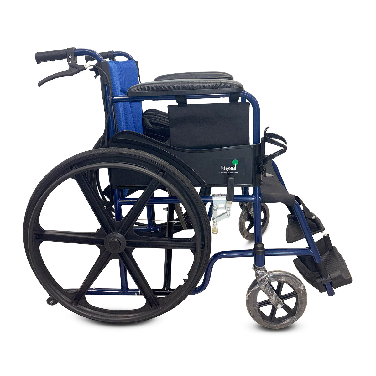 Khyaal ComfortLite Foldable Wheelchair with Hand Brakes & Cushioned Armrests