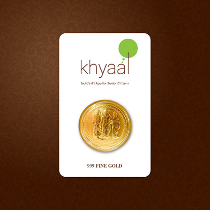 Khyaal Divine Collection-0.5 gms 24KT Gold Shree Ram with Laxmanji, Mata Sita and Hanumanji Foil Coin