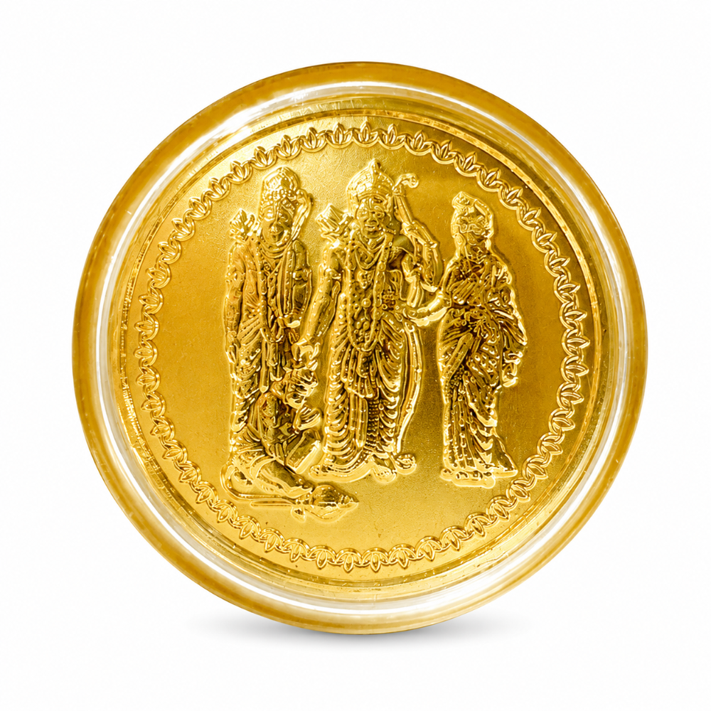 Khyaal Divine Collection-0.5 gms 24KT Gold Shree Ram with Laxmanji, Mata Sita and Hanumanji Foil Coin