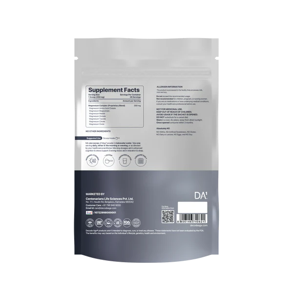 Decode Age Mag7™ Powder | Magnesium Complex Supplement | Supports Mood, Bone and Muscle Health, Metabolism | 10gm, 28 Servings