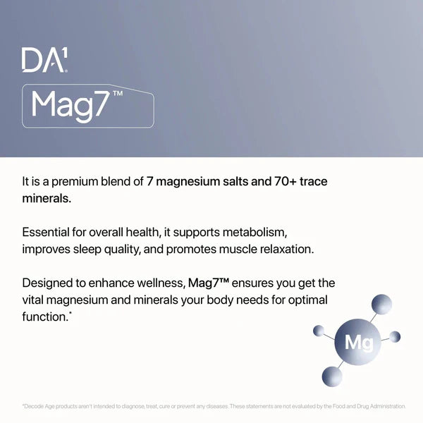 Decode Age Mag7™ Supplement | Magnesium Supplement | Supports Mood, Bone and Muscle Health, Metabolism | 60 Capsules, Vegan