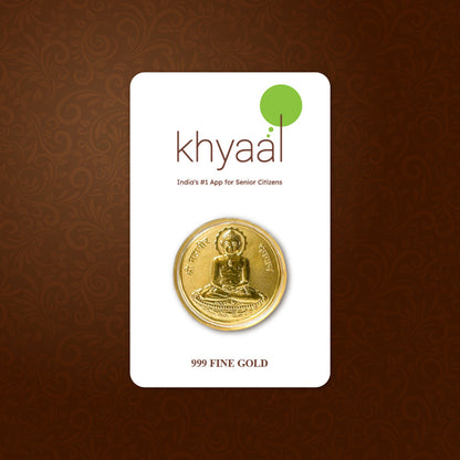 Khyaal Divine Collection-0.5 gms 24KT Gold Lord Mahavir Foil Coin