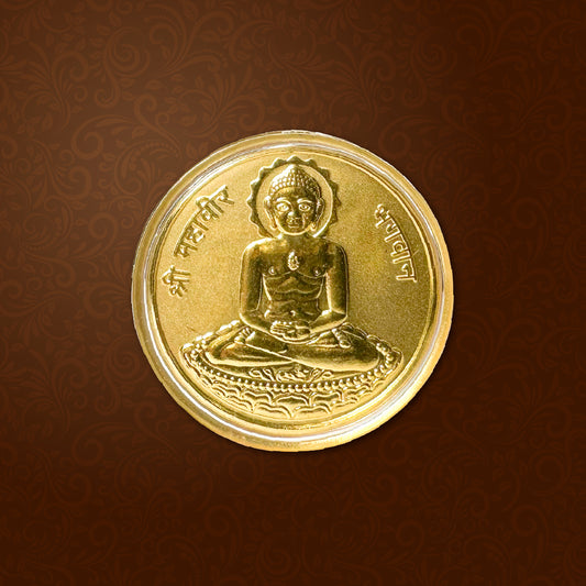 Khyaal Divine Collection-0.5 gms 24KT Gold Lord Mahavir Foil Coin