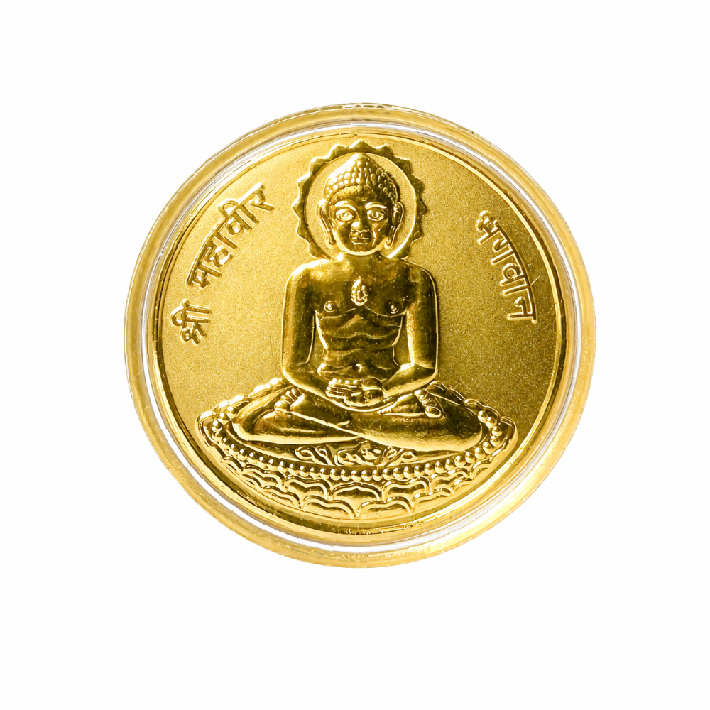 Khyaal Divine Collection-0.5 gms 24KT Gold Lord Mahavir Foil Coin