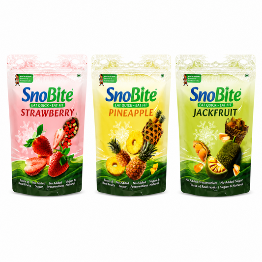 SnoBite Large Share Pack - Pineapple, Jackfruit, Strawberry Stand-up Ziplock Pouch