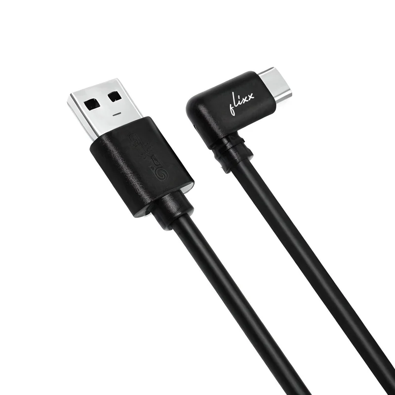 LA' FORTE Flixx USB-A to USB-C Cable with L-Shaped Connector, 1 Meter, 45W Super Fast Charging, 3A High-Speed Data & Power Transfer