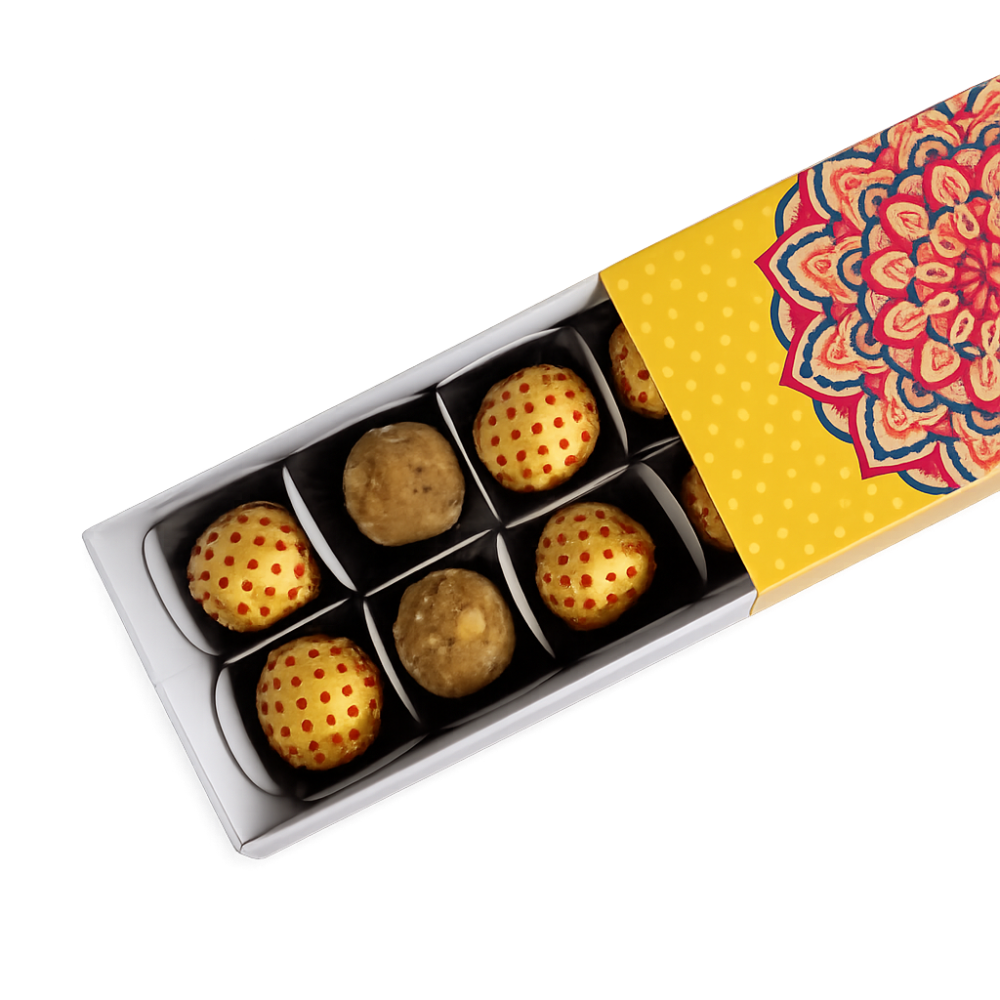 Nutri Couture Rakhi Hamper Box Besan Laddu Box - NCD#1.1