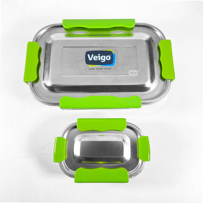 Veigo MaxoSteel Jumbo Stainless Steel Lunch Box with Veg Box