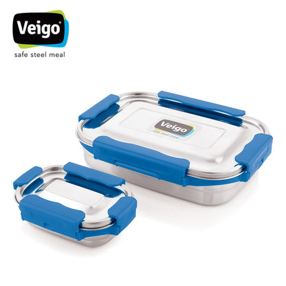 Veigo MaxoSteel Jumbo Stainless Steel Lunch Box with Veg Box