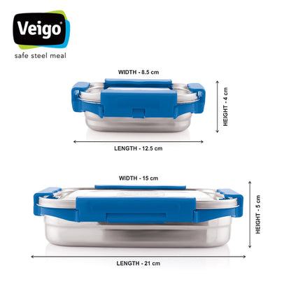 Veigo MaxoSteel Jumbo Stainless Steel Lunch Box with Veg Box