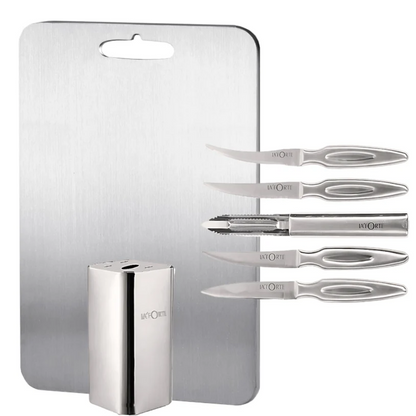 LA' FORTE Stainless Steel Chopping Board and Ultra Sharp Knife Set Combo