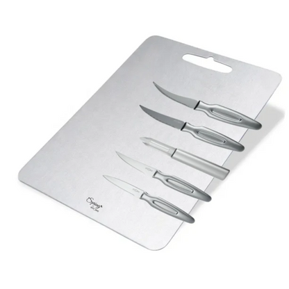 LA' FORTE Stainless Steel Chopping Board and Ultra Sharp Knife Set Combo