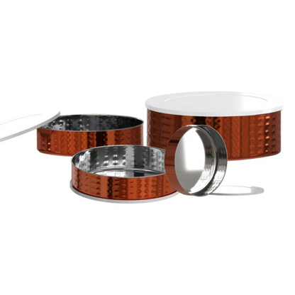 LA' FORTE Hammered Stainless Steel Container-Set of 4