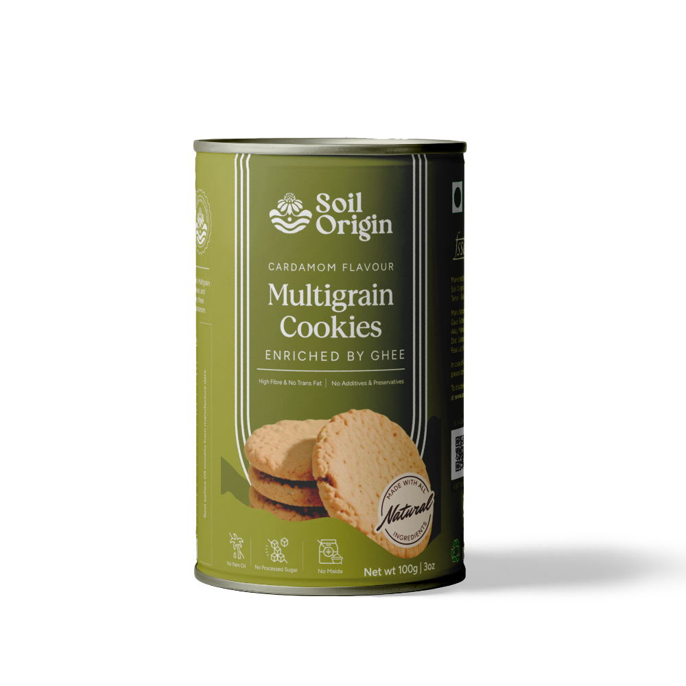 Soil Origin Multigrain Cardamom Cookies , Enriched By Ghee & Jaggery