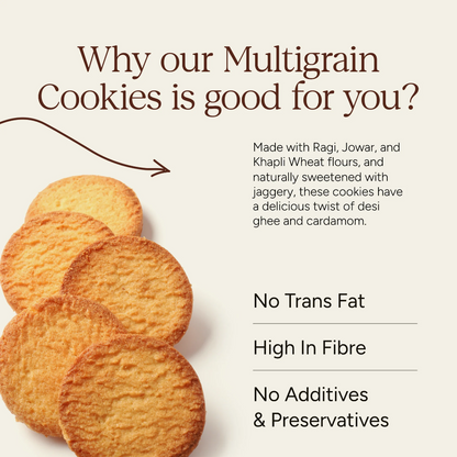 Soil Origin Multigrain Cardamom Cookies , Enriched By Ghee & Jaggery