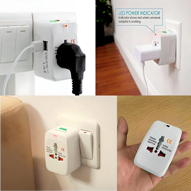 LA' FORTE Flixx Universal Travel Adapter with Dual USB Ports | Worldwide Compatibility & Surge Protection