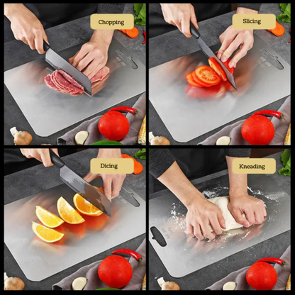 LA' FORTE Stainless Steel Chopping Board and Ultra Sharp Knife Set Combo