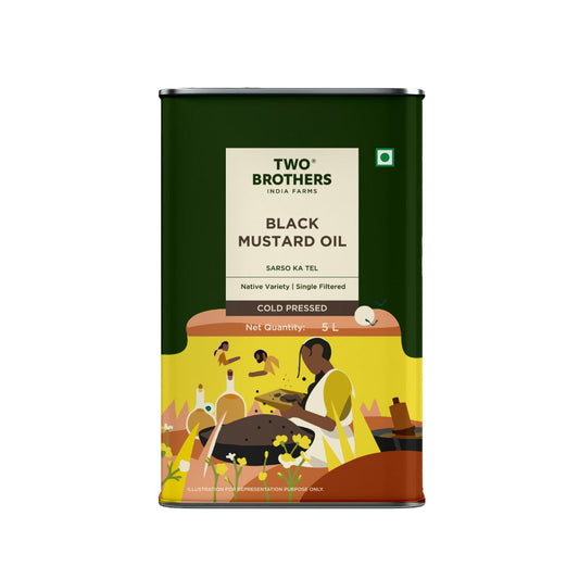 Two Brothers India Farms Black Mustard Oil I Cold-Pressed Tin Can