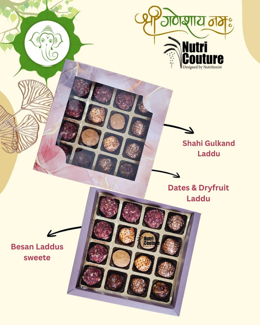 Nutri Couture Assorted Laddu Box - Refined Sugar free  – Healthy Festive Gift | No Sugar | Diabetic-Friendly