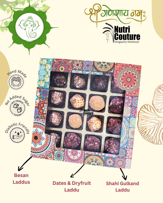 Nutri Couture Assorted Laddu Box - Green festive Box – Healthy Festive Gift | No Sugar | Diabetic-Friendly