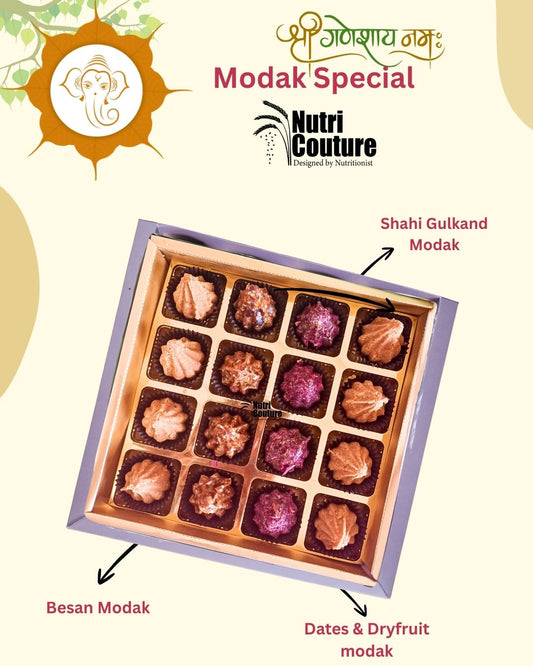 Nutri Couture Assorted Modak Gift Pack  – Healthy Festive Gift | No Sugar | Diabetic-Friendly