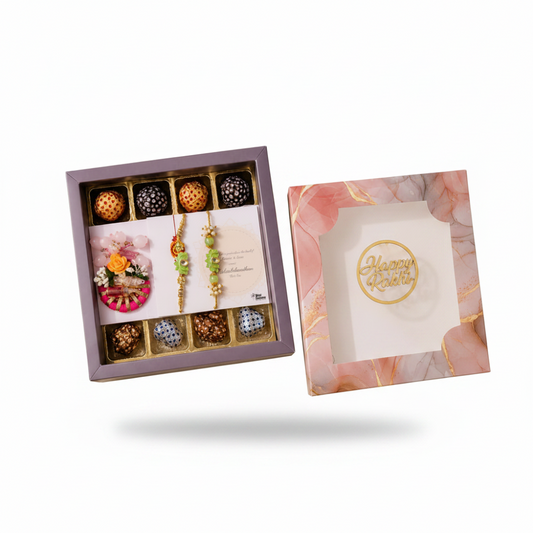 Nutri Couture Rakhi Hamper Box Laddu & Rakhi Combo Bhyiaa Bhabhi Rakhi - NCR26.2