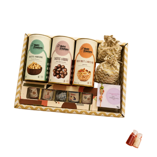 Nutri Couture Rakhi Hamper Box Kuch Meetha Kuch Namkeen Premium Hamper- NCR26.9