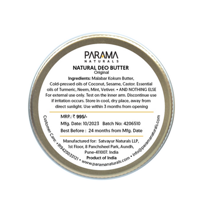 Parama Naturals Natural Deo Butter - Solid Deo Butter (Sugandhi Balm)