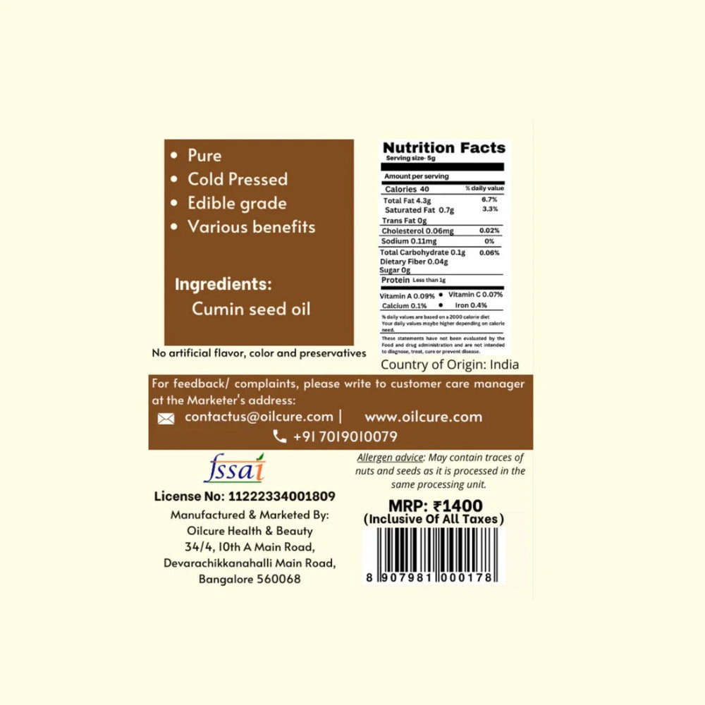 Oilcure Cumin (Jeera) Oil Cold Pressed