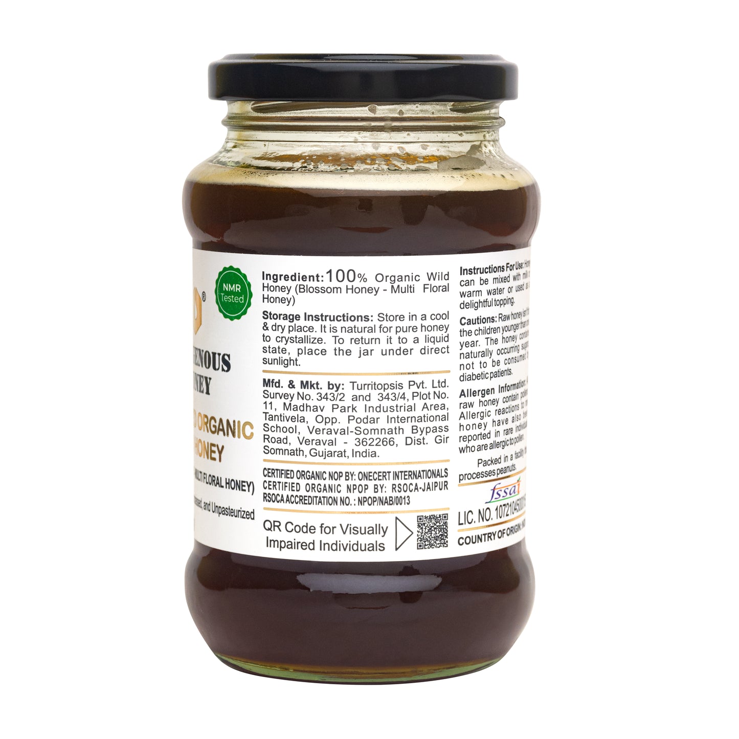 Indigenous Honey USDA Certified Organic Wild Honey