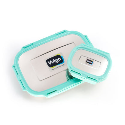 Veigo Jumbo Stainless Steel Lunch Box with Veg Box