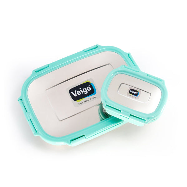 Veigo Jumbo Stainless Steel Lunch Box with Veg Box