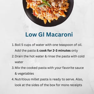 Sugar Watchers Low GI Millet Pasta, Macaroni, No Maida, Diabetic Friendly