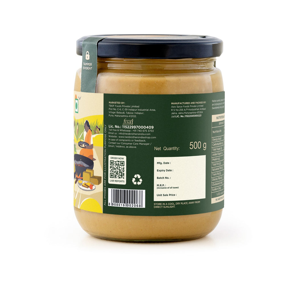 Two Brothers India Farms Peanut Butter, Crunchy with Jaggery, Stoneground