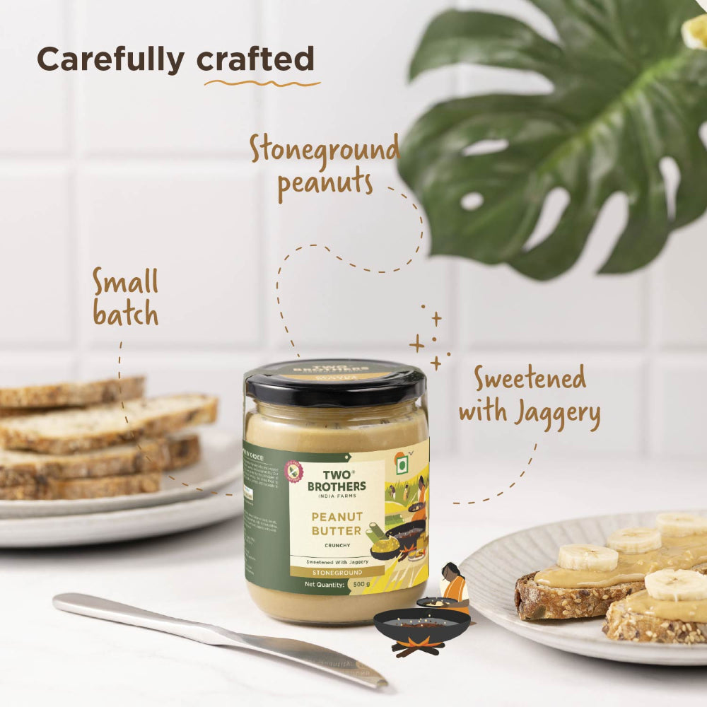 Two Brothers India Farms Peanut Butter, Crunchy with Jaggery, Stoneground