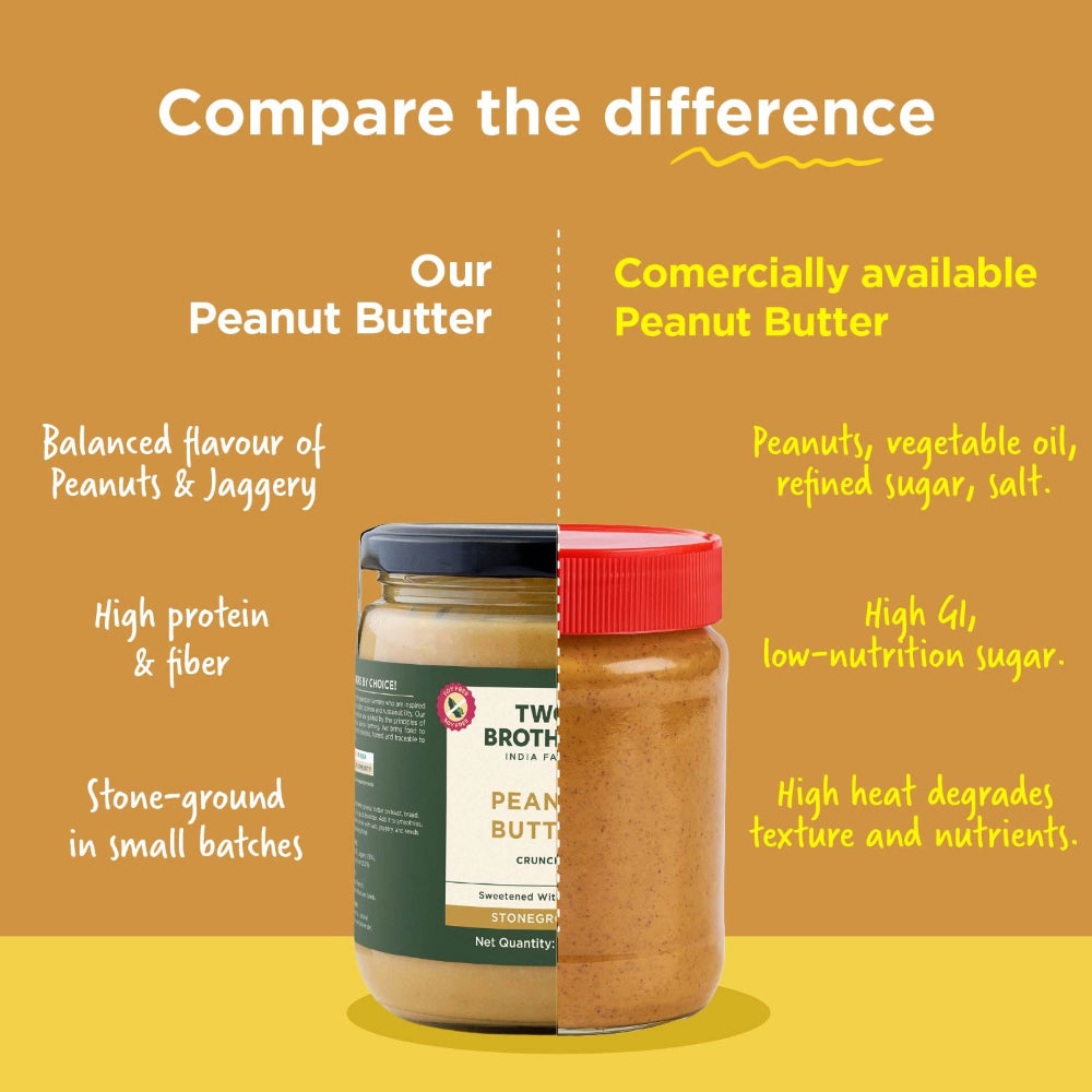 Two Brothers India Farms Peanut Butter, Crunchy with Jaggery, Stoneground